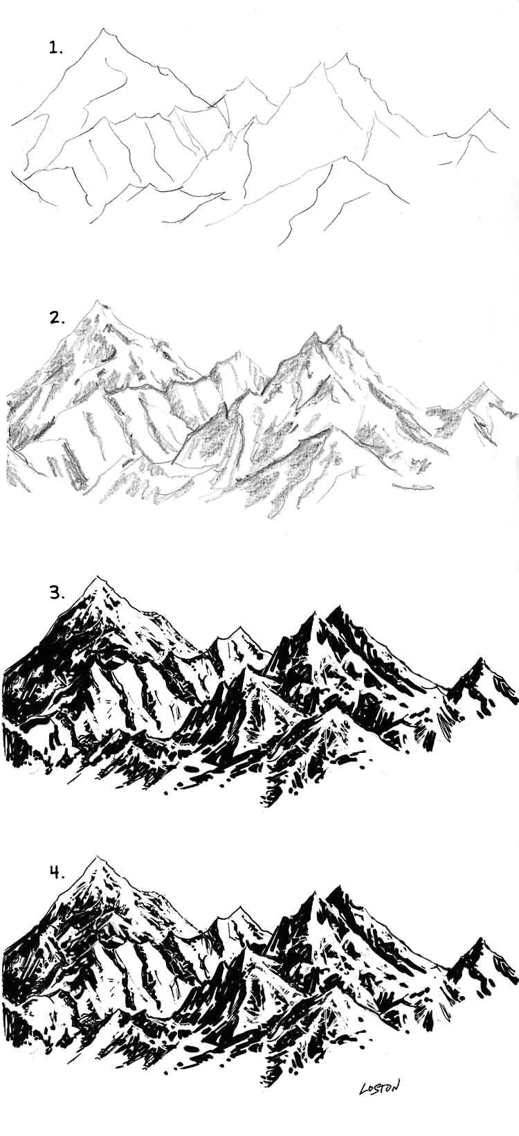 Drawing Cartoon Mountains How to Draw Rocks Step by Step Google Search Sketch Pinterest