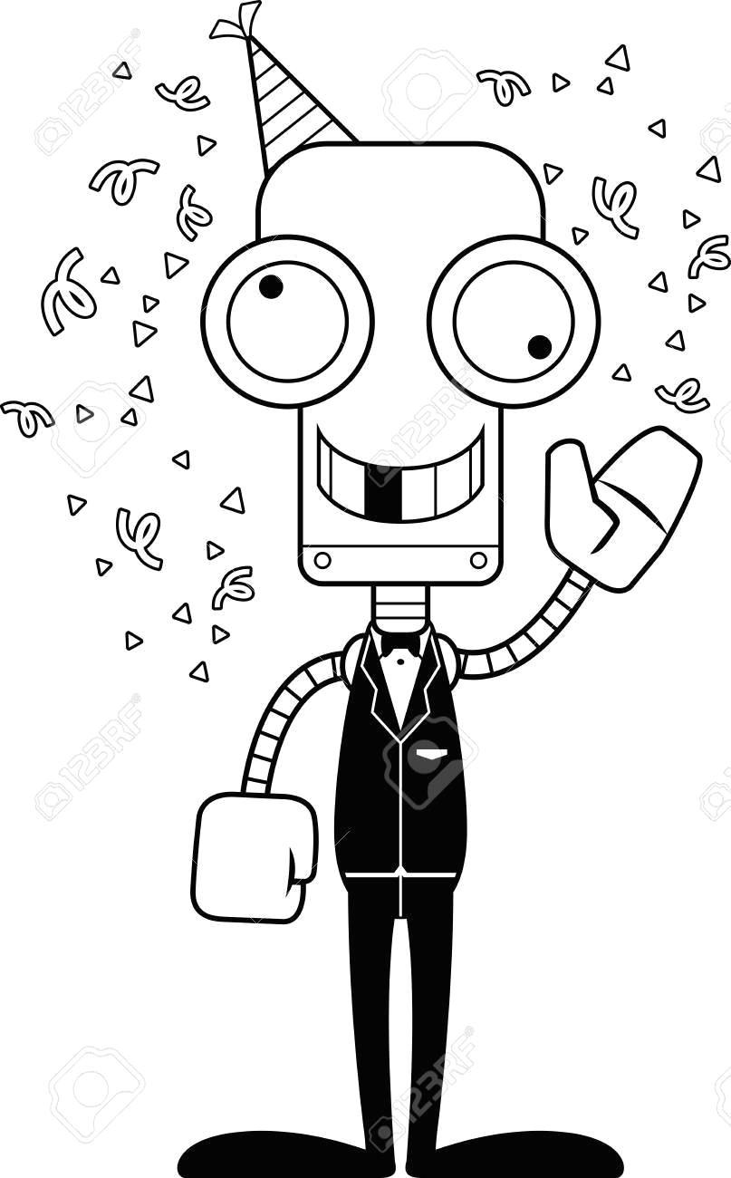 Drawing Cartoon Robots A Cartoon Party Robot Looking Silly Royalty Free Cliparts Vectors