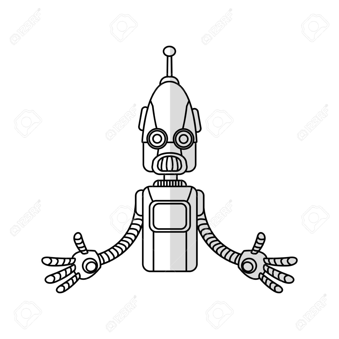 Drawing Cartoon Robots Robot Cartoon Icon Over White Background Vector Illustration
