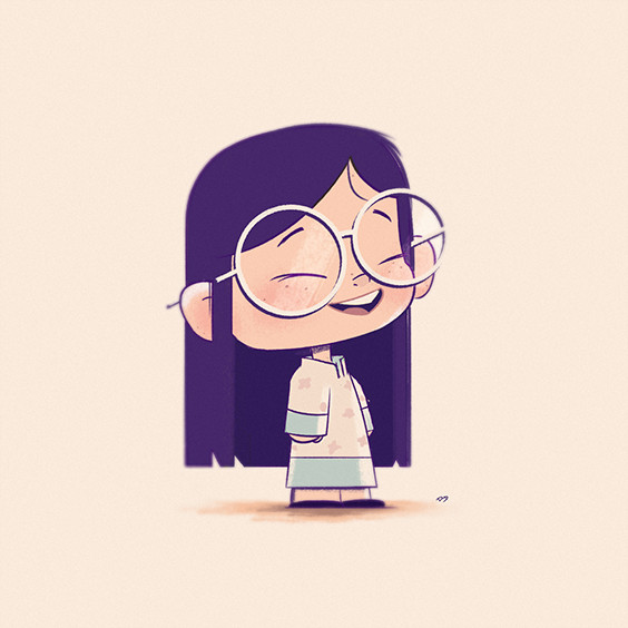 Drawing Cartoon Wala Glasses Cute Digital Painting Illustration Character Design