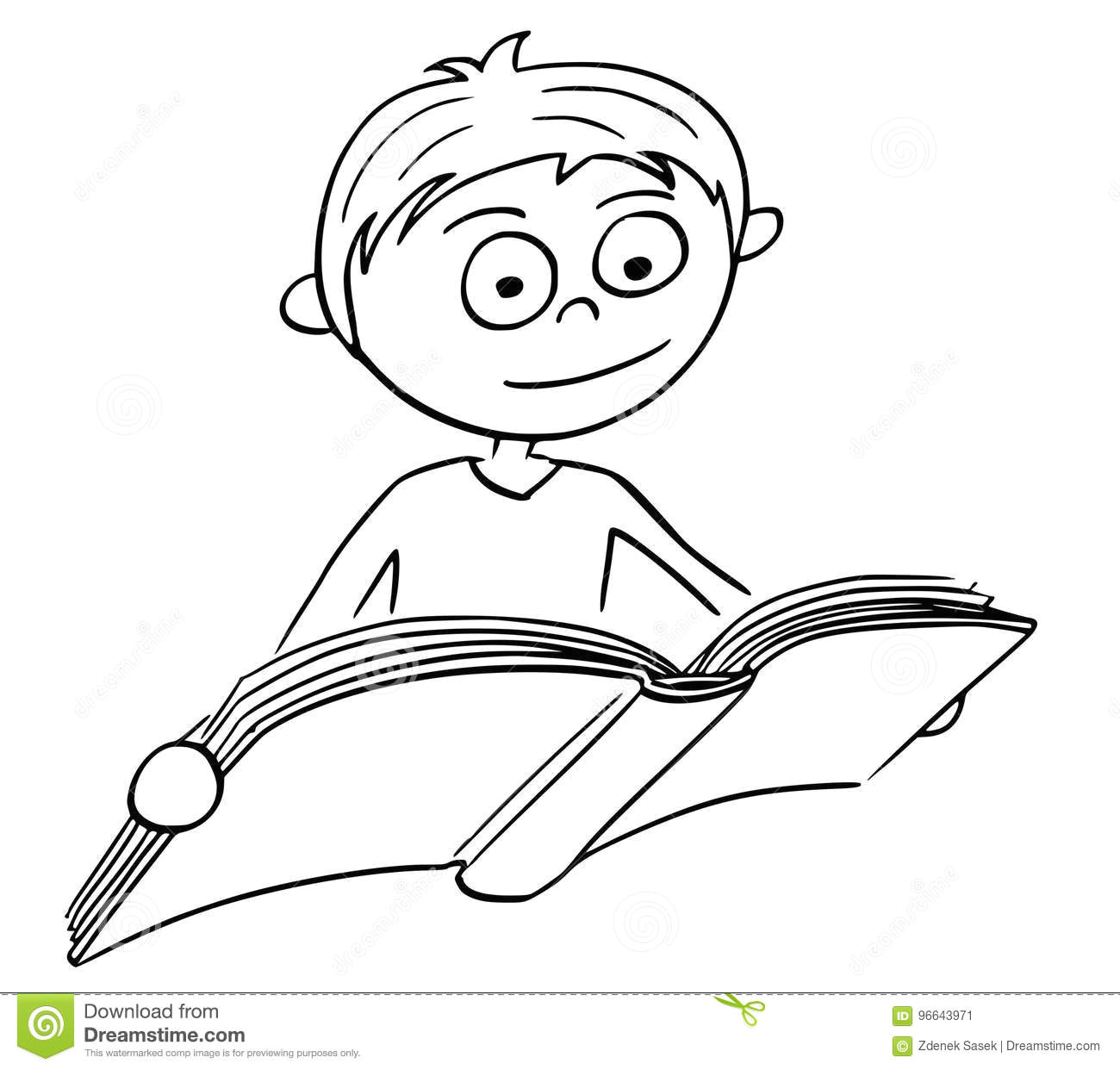 Drawing Cartoon with Illustrator Cartoon Illustration Of Boy Reading A Book Stock Vector