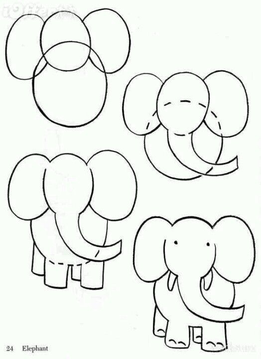 Drawing Cartoons Classes How to Draw Cartoon Elephant Elephants Drawings Animal Drawings