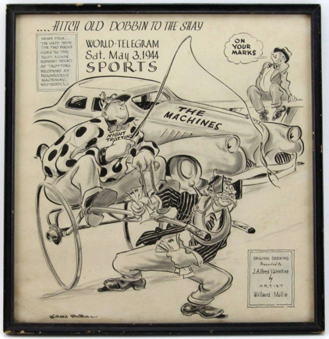 Drawing Cartoons for Newspapers Willard Mullin original Sports Drawing On Sports Cartoon
