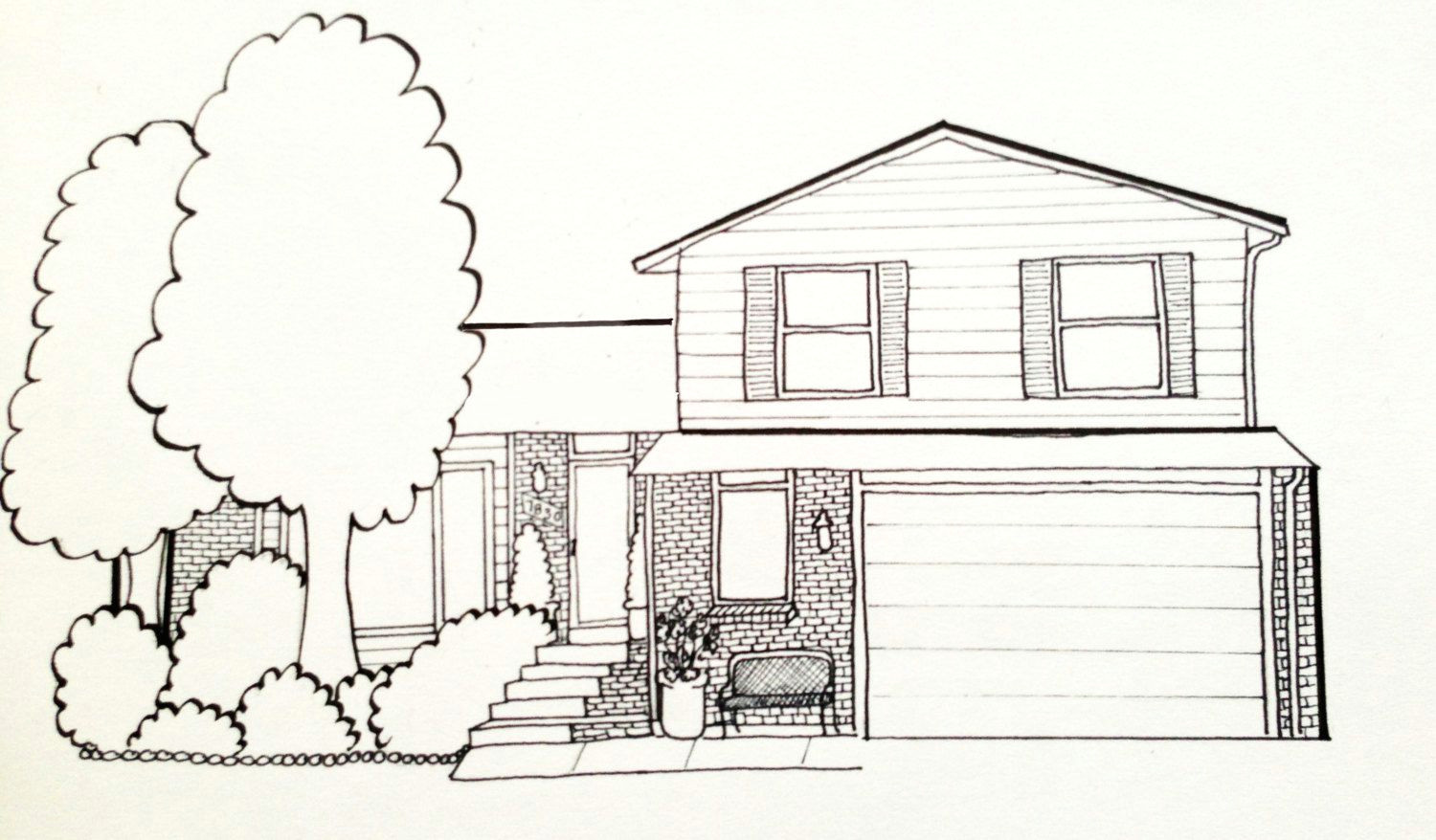 Drawing Cartoons House Custom House Drawing and Stationary 35 00 Via Etsy This is My