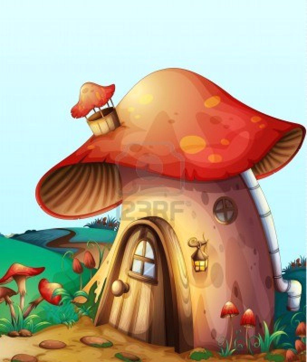 Drawing Cartoons House Illustration Of Red Mushroom House On A Blue Background Miane Room