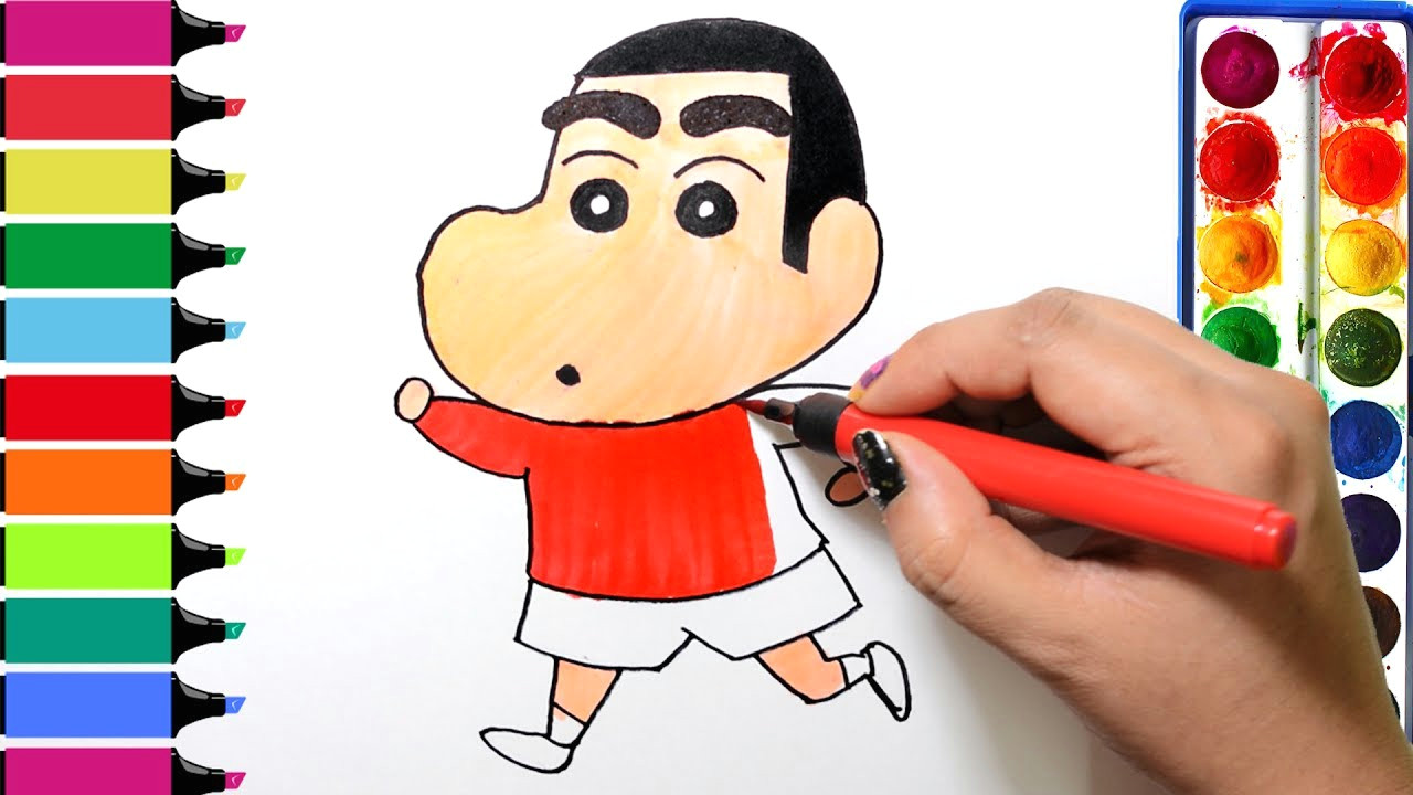 Drawing Cartoons In Hindi Draw Color Paint Shinchan Coloring Pages and Learn Colors for Kids