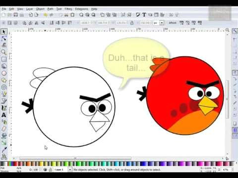 Drawing Cartoons In Inkscape Inkscape Tutorial Draw Red Angry Birds Cartoon by Vscorpianc