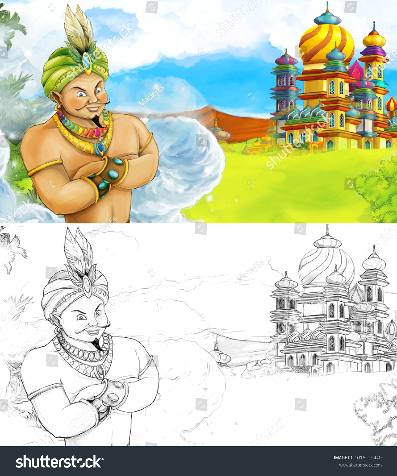 Drawing Cartoons In Motion Cartoon Scene Happy King Od Prince Stock Illustration 1016129440