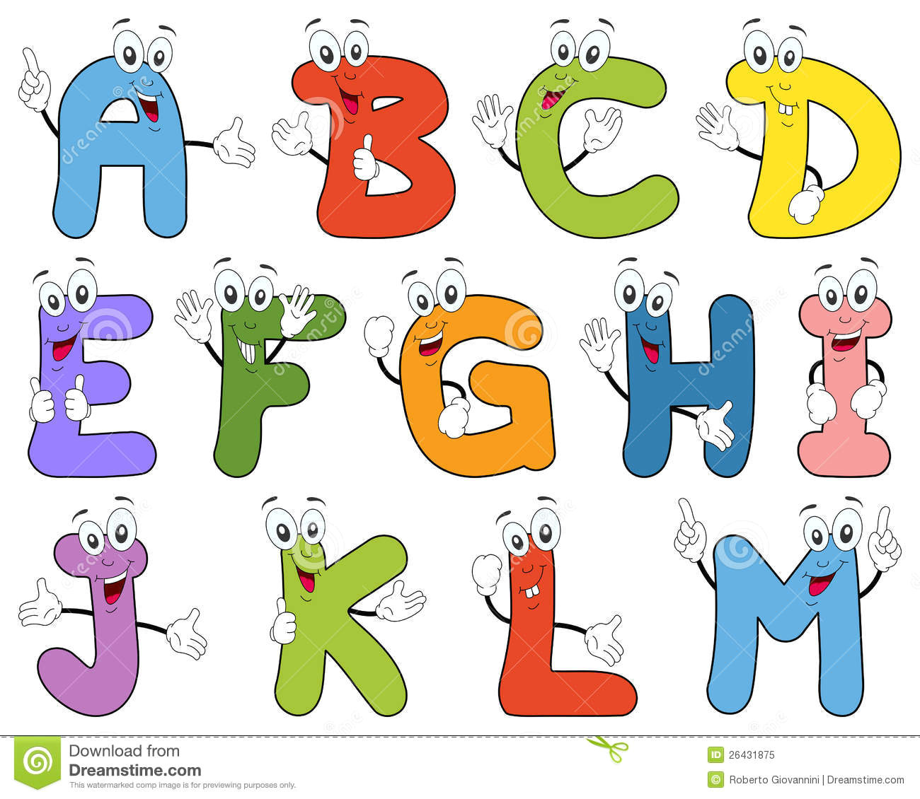 Drawing Cartoons Letter by Letter Cartoon Alphabet Characters A M Stock Vector Illustration Of