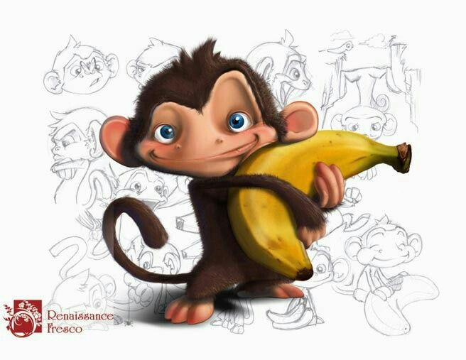 Drawing Cartoons Monkey Monkey with Banna Doxie Pinterest Monkey and Animal