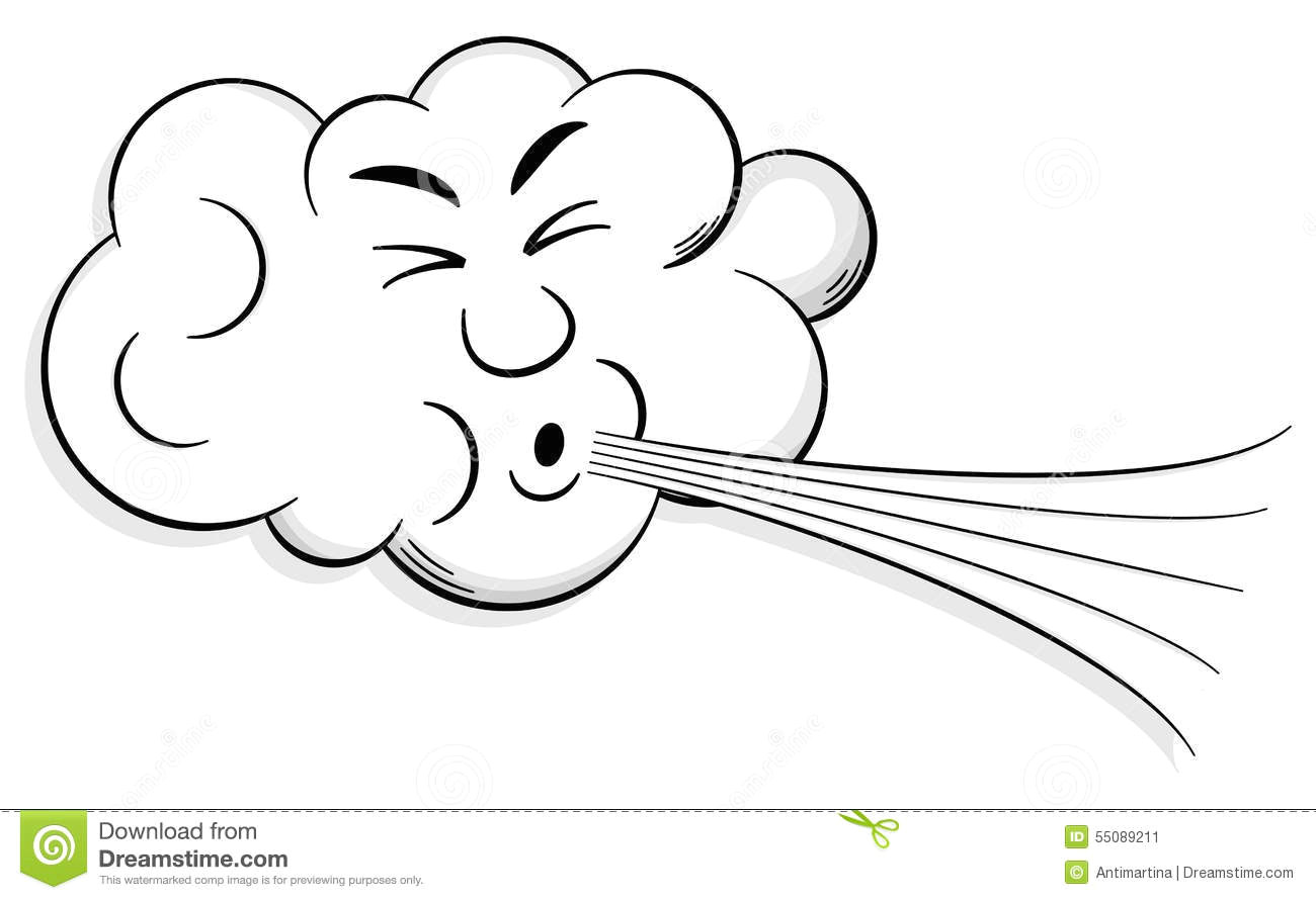 Drawing Cartoons On Illustrator Cartoon Cloud Blows Wind Stock Vector Illustration Of Drawing