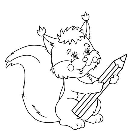 Drawing Cartoons Outline Coloring Page Outline Of Cartoon Squirrel with Pencil Coloring