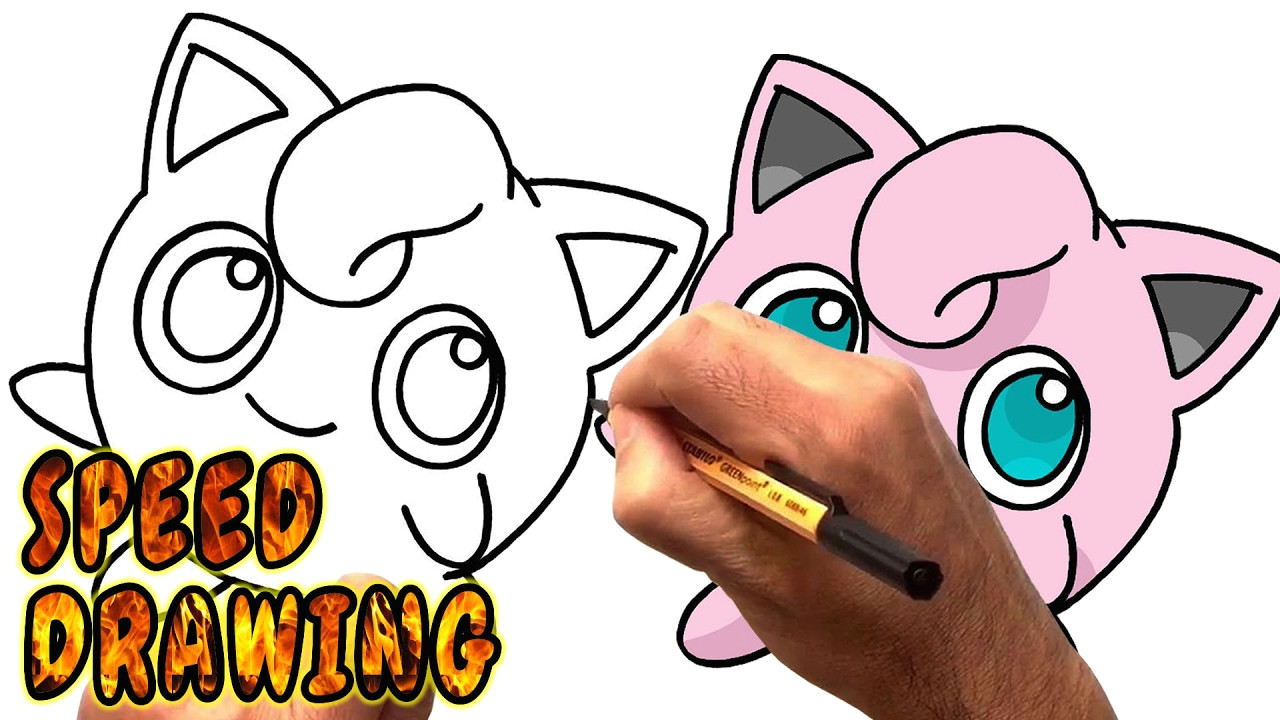 Drawing Cartoons Pokemon How to Draw Jigglypuff From Pokemon Go Speed Drawing Youtube