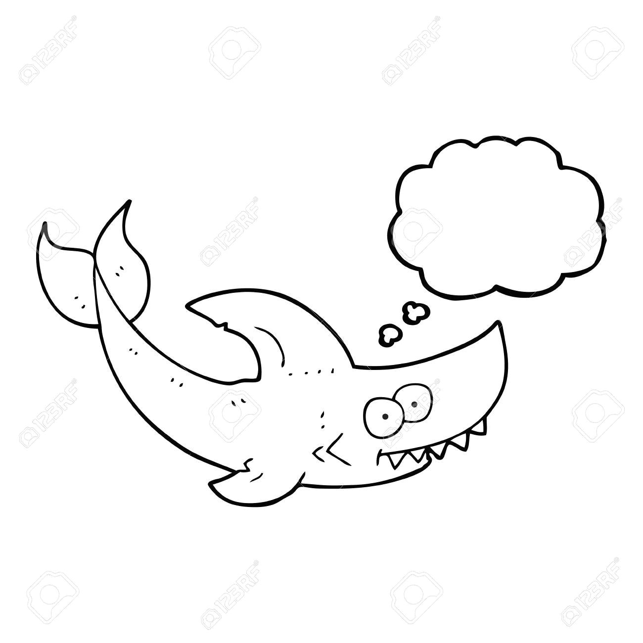 Drawing Cartoons Shark Freehand Drawn thought Bubble Cartoon Shark Royalty Free Cliparts