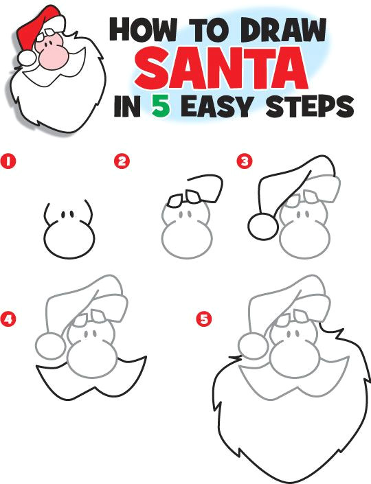 Drawing Cartoons Step by Step Pdf Learn How to Draw Santa Great for the Classroom or at Home Www