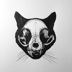 Drawing Cat Skull 12 Best Cat Skull Tattoo Images Cat Skull Tattoo Skulls Ink