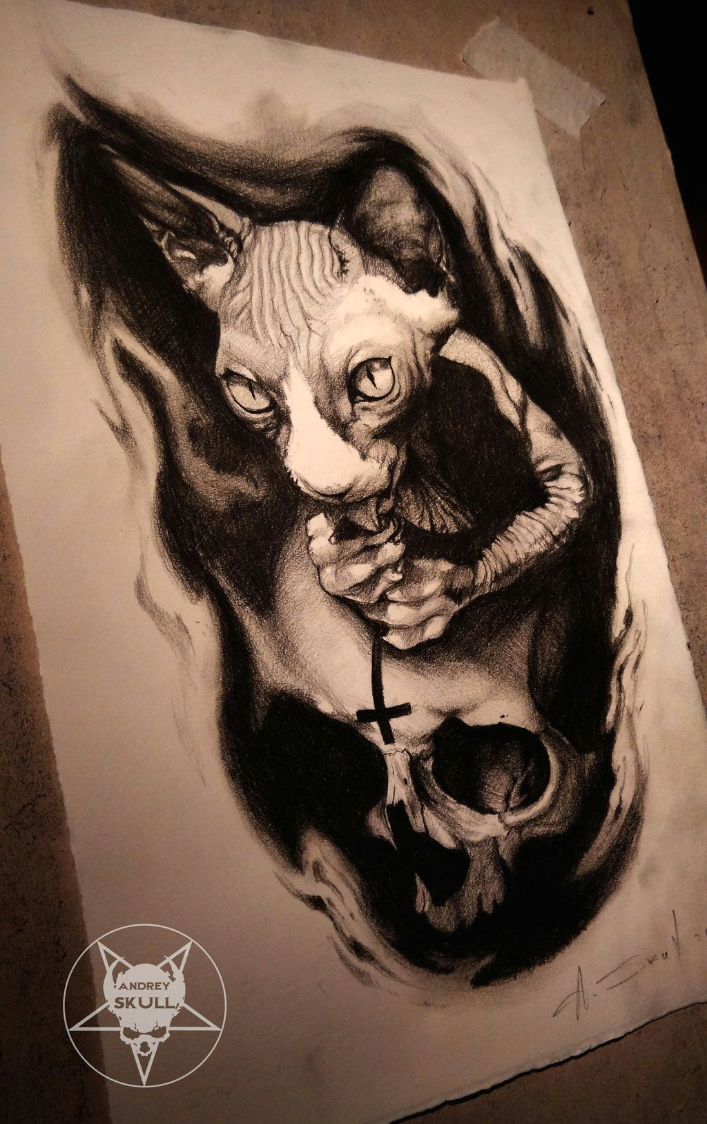 Drawing Cat Skull Cat by andreyskull Deviantart Com On Deviantart Tattoo Ideas
