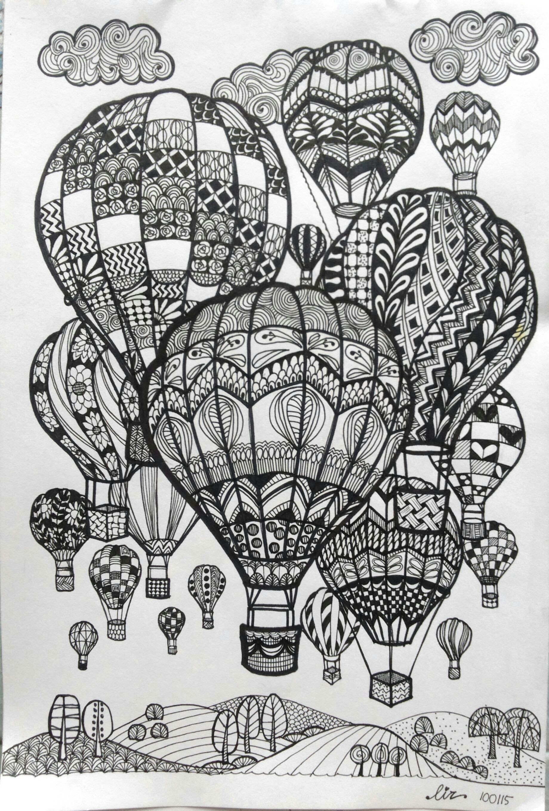 Drawing Cute Balloons Hot Air Balloons Doodle Art Doodle and Zentangle Doodle Art Art