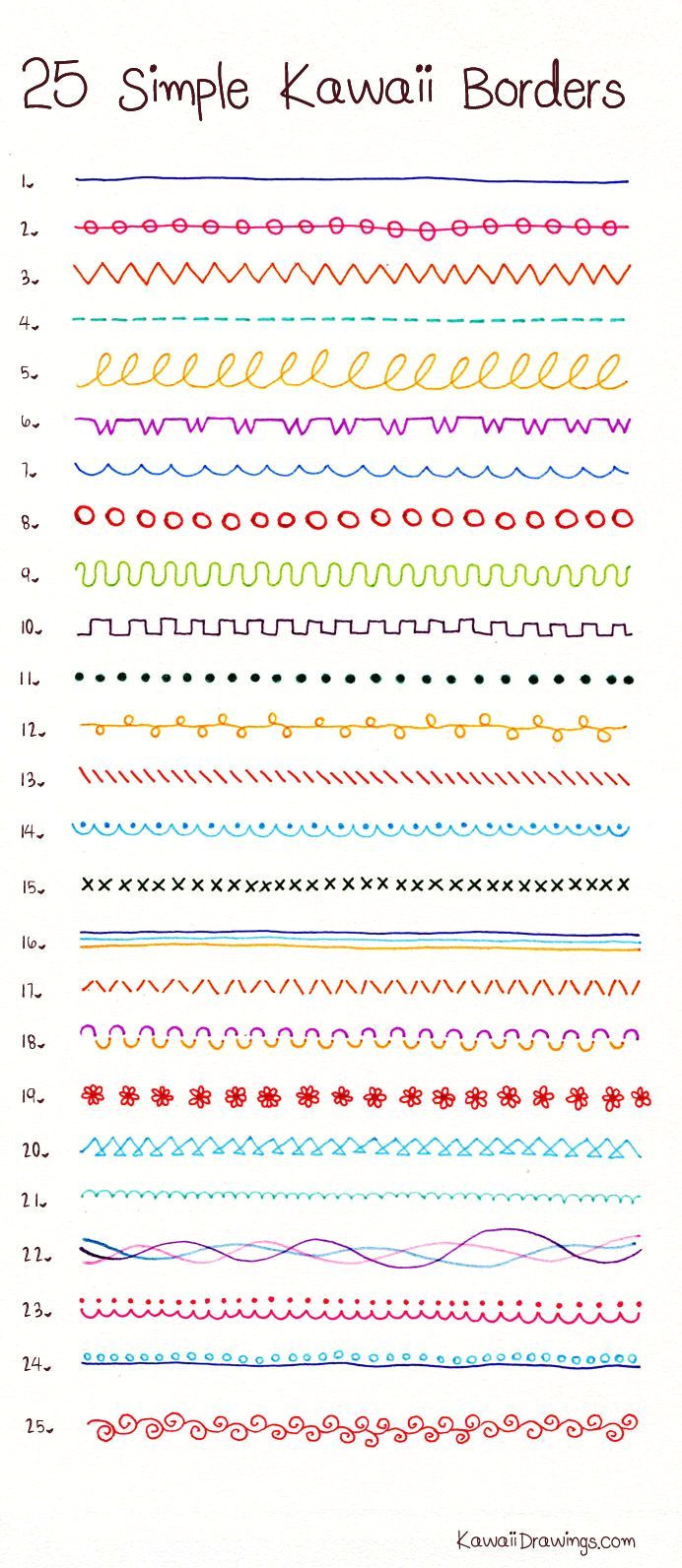 Drawing Cute Borders How to Draw 25 Simple Kawaii Borders with Ballpoint and Felt Tip