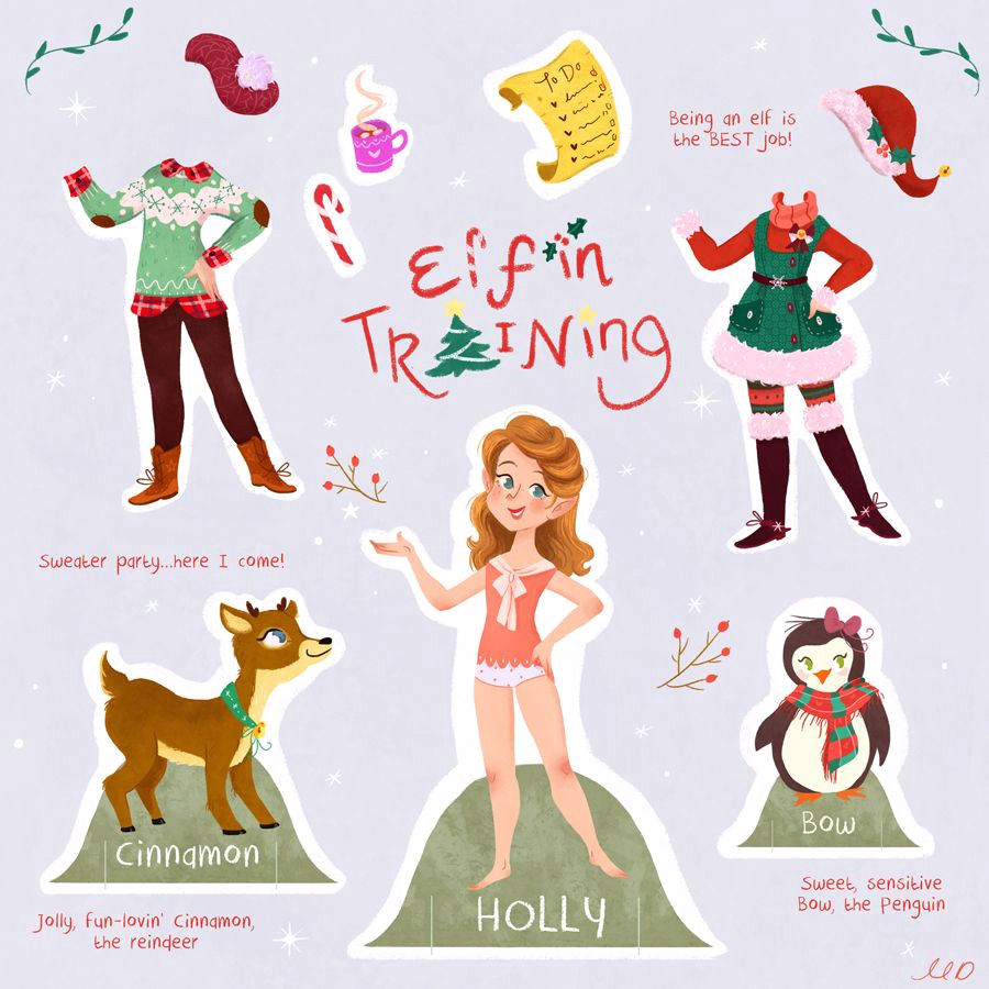 Drawing Cute Elf Illustrator Monique Dong Holly the Elf In Training Illustration