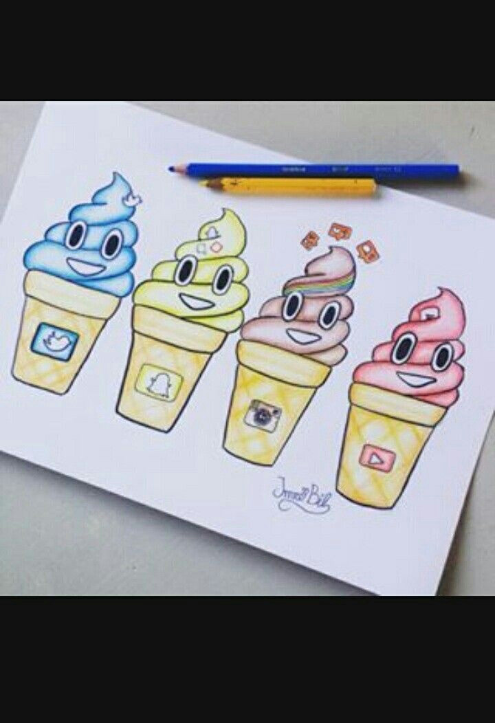 Drawing Cute Emoji Emoji Icecreama Inspirations 3 D Pinterest Drawings social