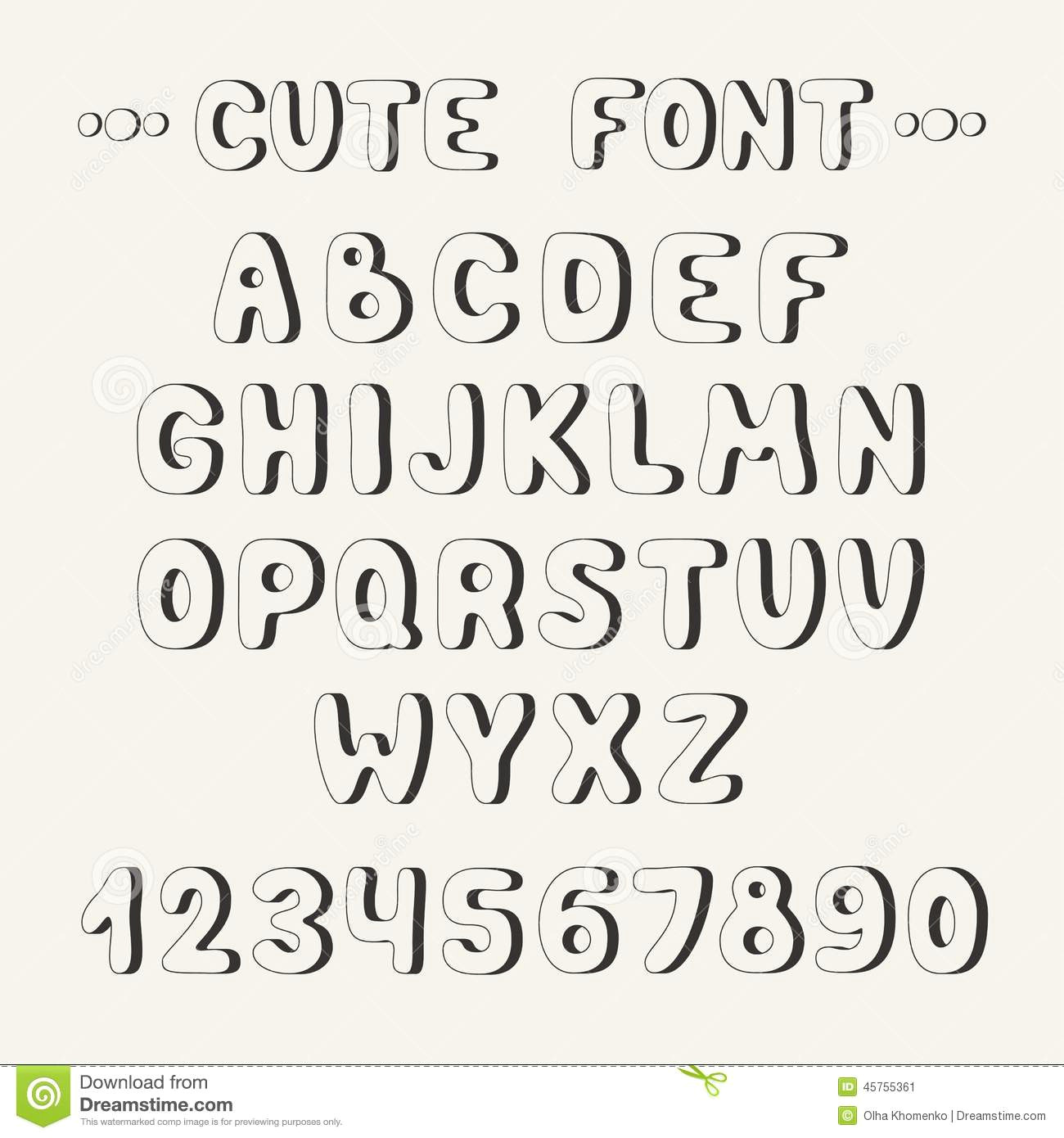 Drawing Cute Fonts Simple Monochrome Hand Drawn Font Complete Abc Stock Vector