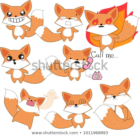 Drawing Cute Fox Girl Emoji Sticker Cartoon Comiccute Happy Smile Stock Vector Royalty