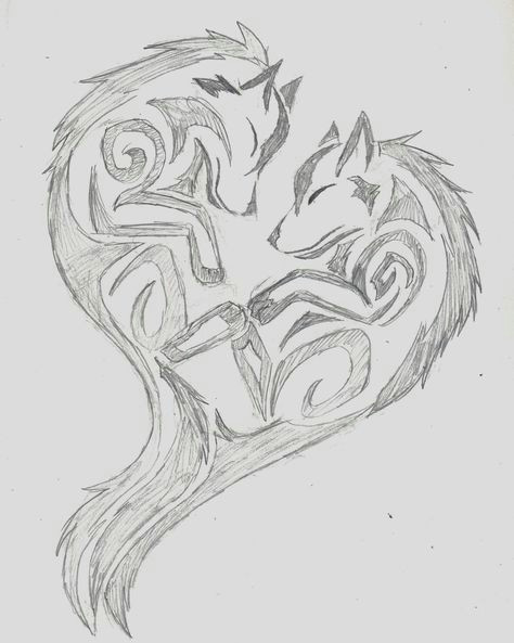 Drawing Cute Hearts Wolf Heart Wolf Tribal Heart by Wolfhappy On Deviantart Tatoo