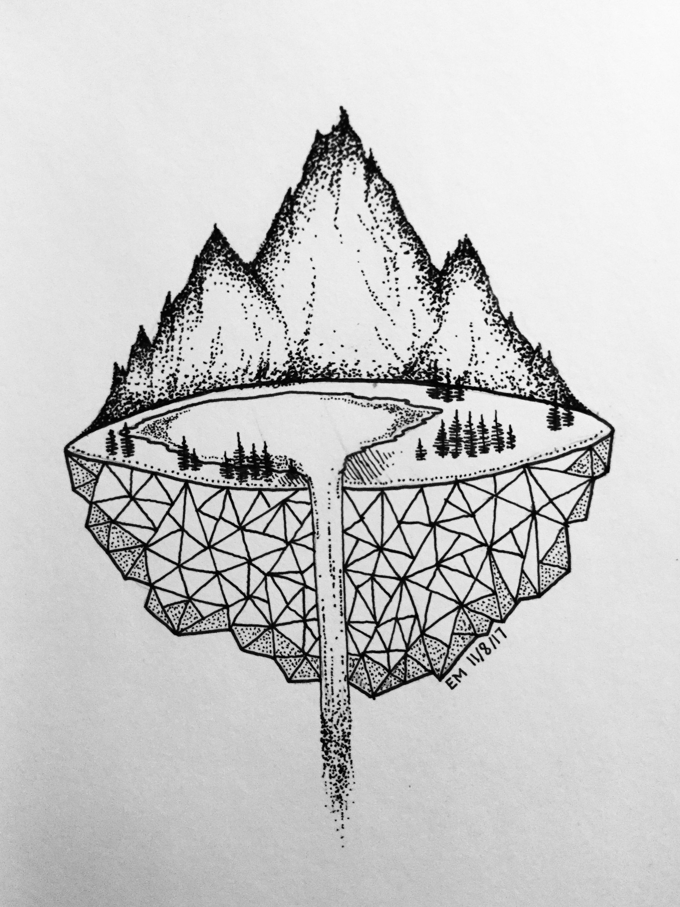 Drawing Cute Landscape Micron Mountains Tattoo Ideas Drawings Art Art Drawings