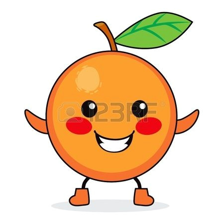 Drawing Cute orange Cute orange Fruit Cartoon Character Smiling Happy Smiling