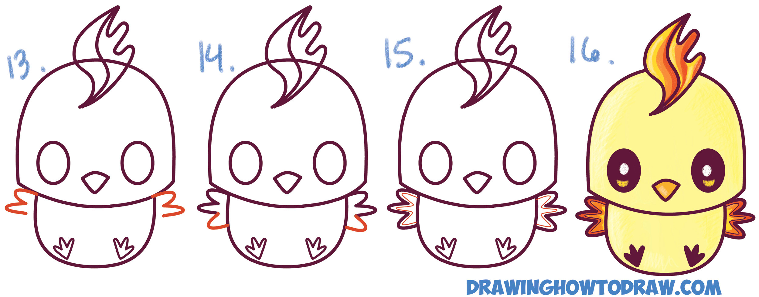 Drawing Cute Pokemon as Monsters How to Draw Cute Kawaii Chibi Moltres From Pokemon In Easy Step