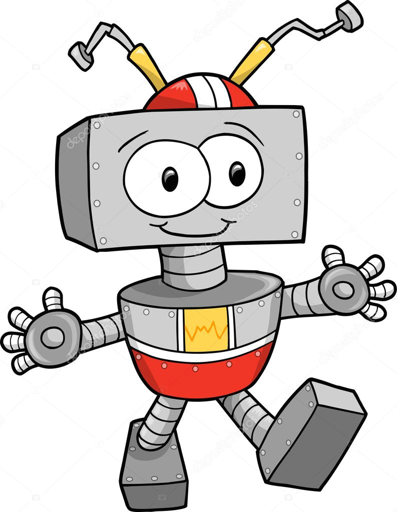 Drawing Cute Robot Happy Cute Robot Vector Illustration Stock Vector A C Misterelements