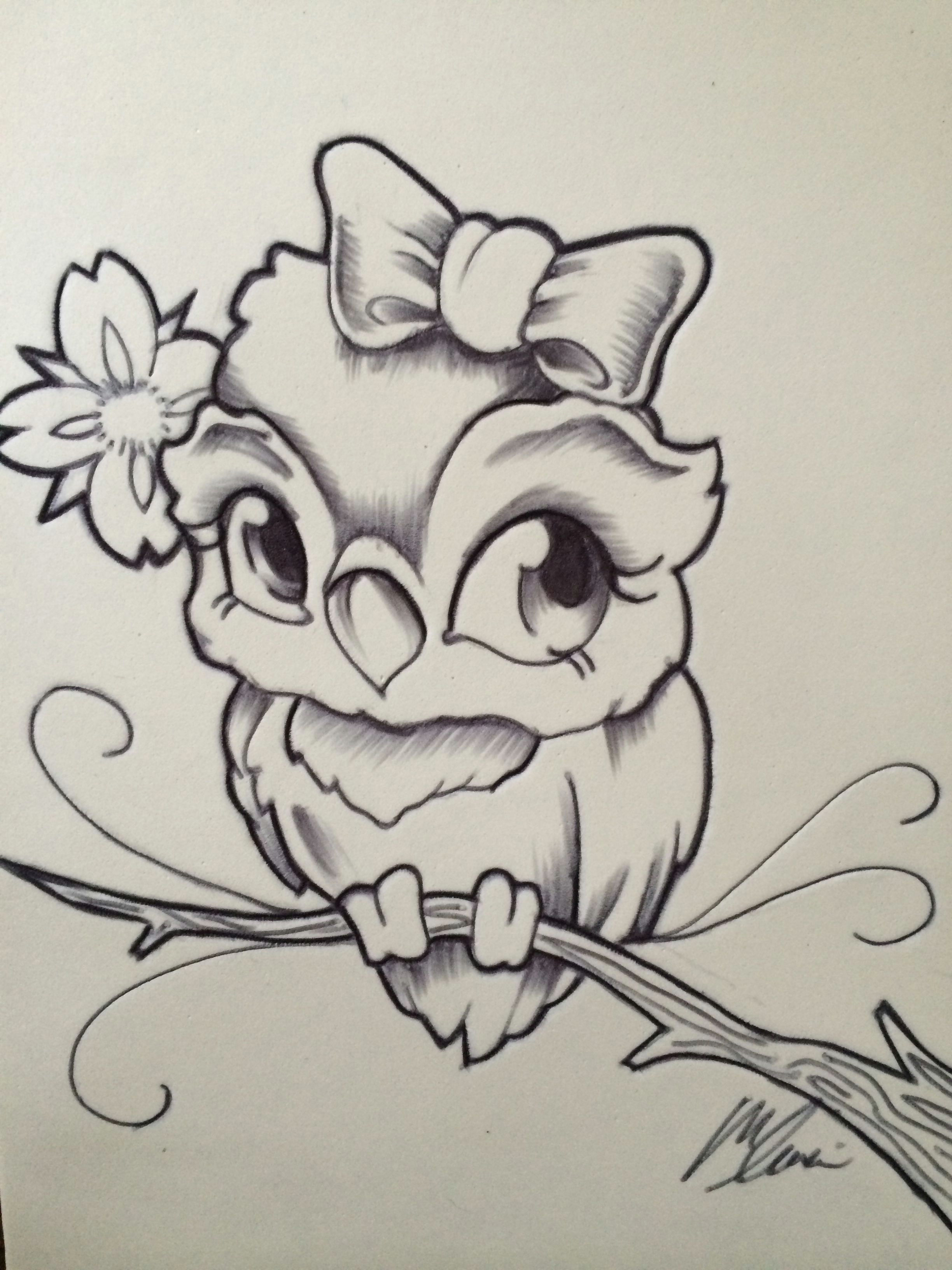 Drawing Cute Tattoos New School Owl by Mike Leuci Wohnidee Owl Tattoo Drawings