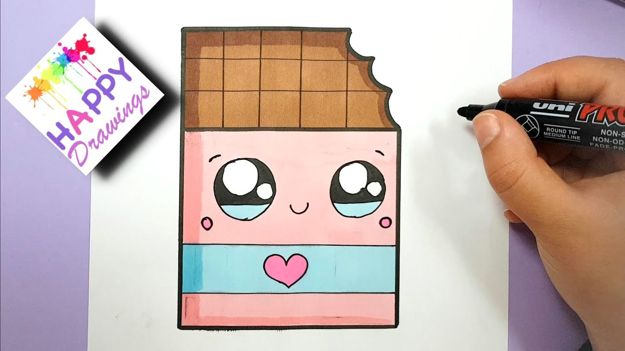 Drawing Cute Things Youtube How to Draw Cute Chocolate Bar with A Love Heart Super Easy Youtube