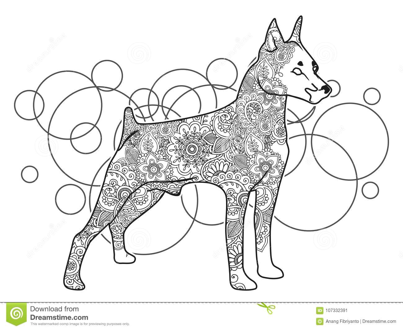 Drawing Dog Doodle Black and White Hand Drawn Dog In Doodle Animal Paisley Adult Stress
