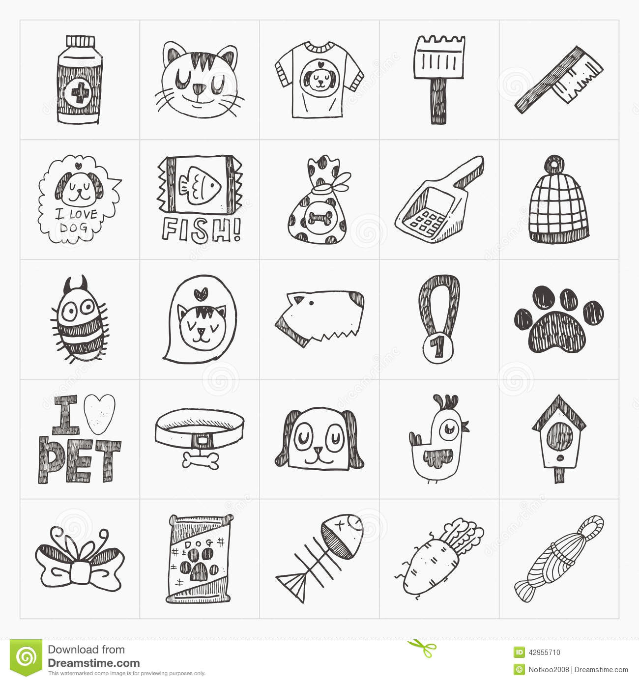 Drawing Dog Doodle Doodle Pet Icons Set Stock Vector Illustration Of Draw 42955710