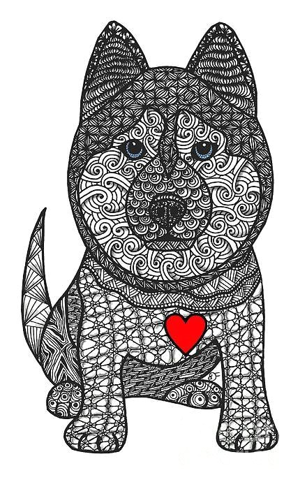 Drawing Dog Doodle Free Spirit Siberian Husky Art Print by Dianne Ferrer In 2019