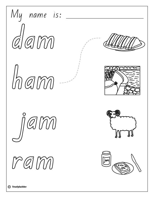 Drawing Dog Rhyme Words and Pictures Ham Jam Ram Dam Studyladder Interactive