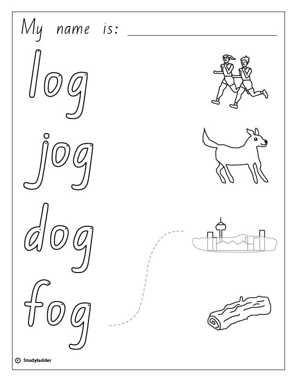 Drawing Dog Rhyme Words and Pictures Log Dog Fog Jog Studyladder Interactive