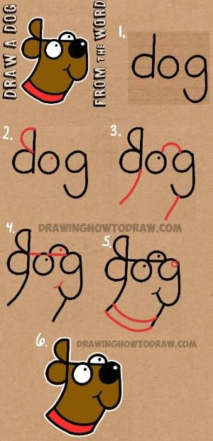 Drawing Dog Using the Word Dog How to Draw A Dog From the Word Dog Easy Step by Step Drawing
