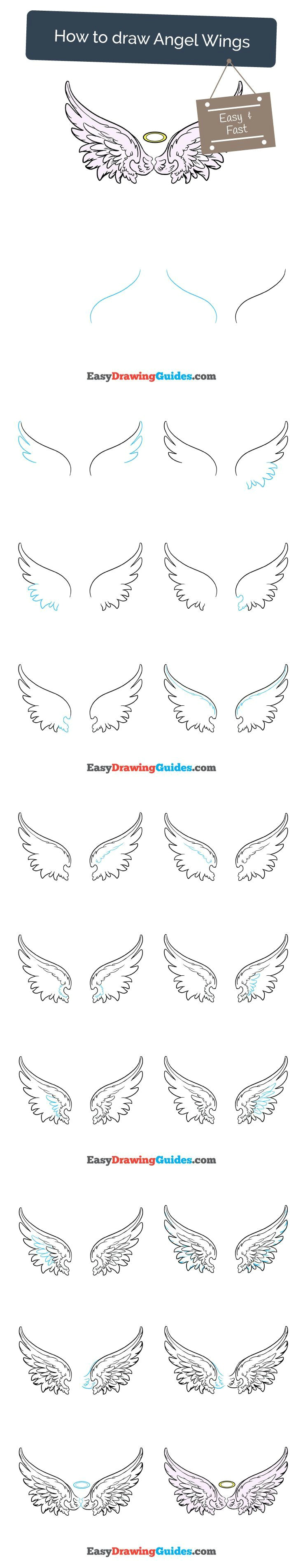 Drawing Easy Angel Wings How to Draw Angel Wings In A Few Easy Steps In 2018 Zeichnungen