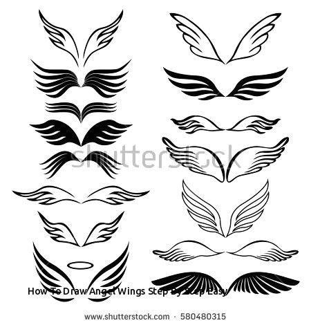 Drawing Easy Angel Wings How to Draw Angel Wings Step by Step Easy Ba Otnik Obrazy Stockowe