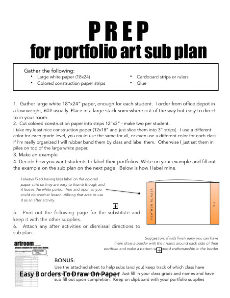 Drawing Easy Borders Easy Borders to Draw On Paper Sub Plan Make An Art Portfolio