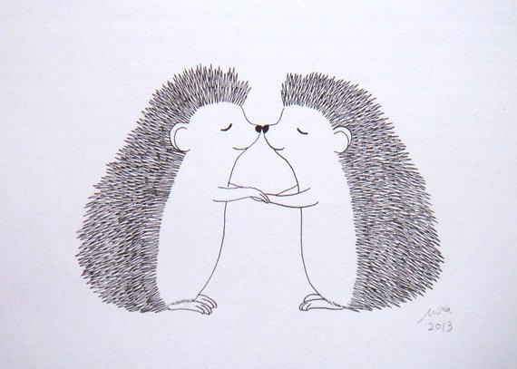 Drawing Easy Hedgehog Hedgehog Print Hedgehog Kiss Black White Wall Art Cute Woodland