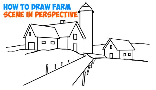 Drawing Easy Hut How to Draw Farm Scene Fall Spring Scene In Three Point