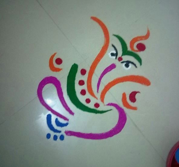 Drawing Easy Rangoli Rangoli Designs Easy Creators Rangoli Designs Ganesh Rangoli