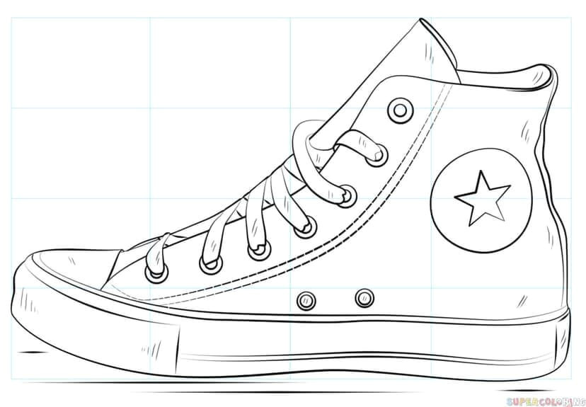 Drawing Easy Shoes How to Draw A Converse Shoe Step by Step Drawing Tutorials for Kids