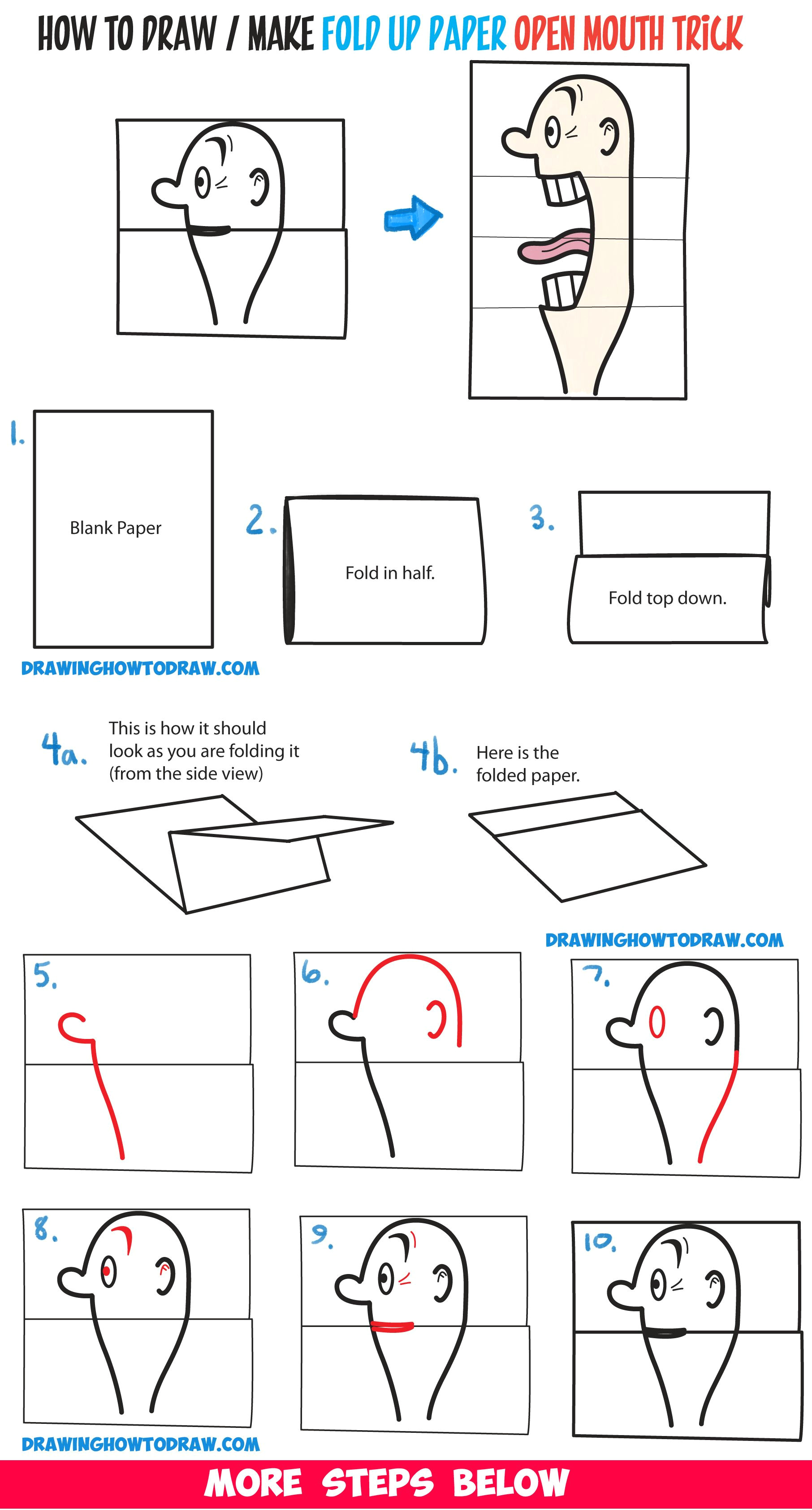 Drawing Easy Tricks How to Draw A Big Opening Mouth Paper Folding Trick Perfect for