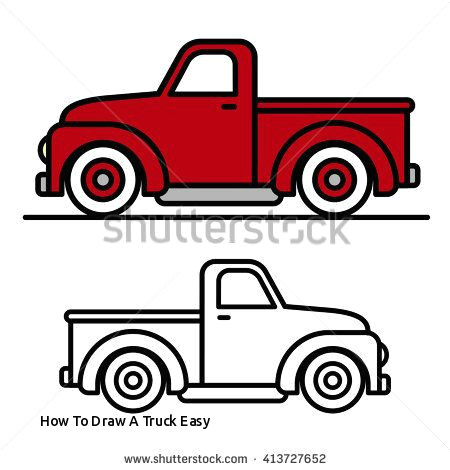 Drawing Easy Truck How to Draw A Truck Easy Two Cartoon Vintage Pick Up Truck Outline