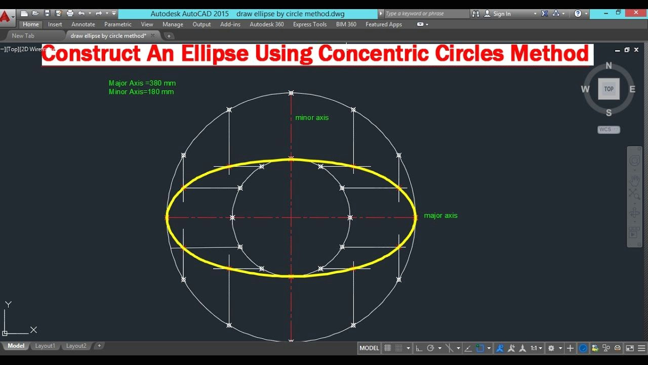 Drawing Ellipses Construct An Ellipse Using Concentric Circles Method Ellipse